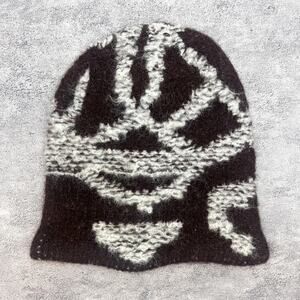 Y2k 2000s grunge gothic thick fuzzy wool punk brown beanie